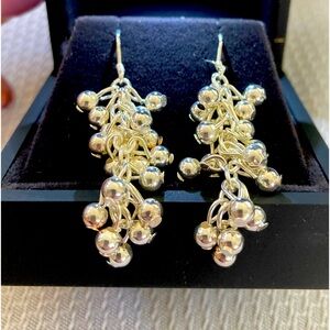 Silver plate pendant earrings with black presentation box